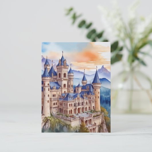 Renaissance kasteel in de bergen. AI-technologie Briefkaart (Staand voorkant)