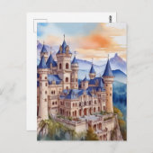 Renaissance kasteel in de bergen. AI-technologie Briefkaart (Voorkant / Achterkant)