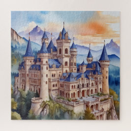 Renaissance kasteel in de bergen. AI-technologie Legpuzzel