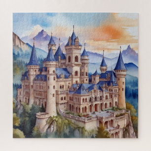 Renaissance kasteel in de bergen. AI-technologie Legpuzzel