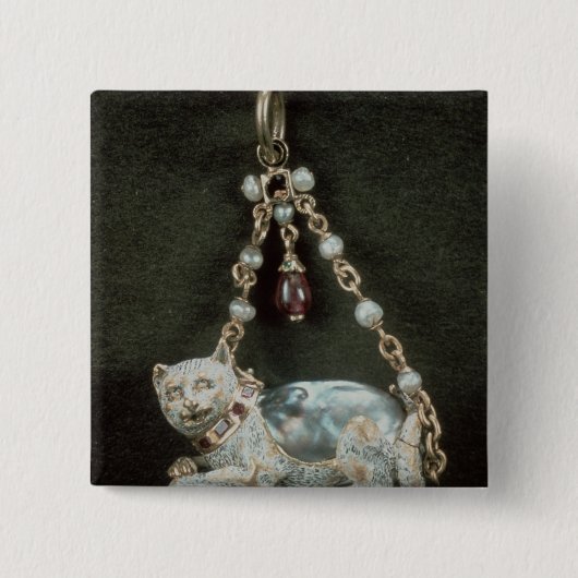 Renaissance kattenwerper vierkante button 5,1 cm (Voorkant)