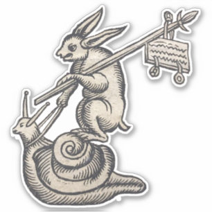 Renaissance Konijn op Snail Vinyl Sticker