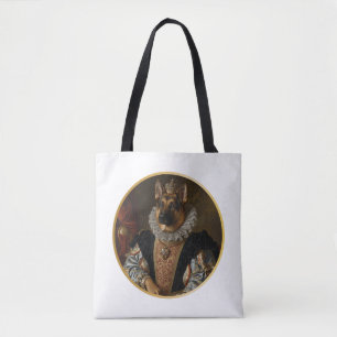 Renaissance Koningin Portret Duitse Herdershond Tote Bag
