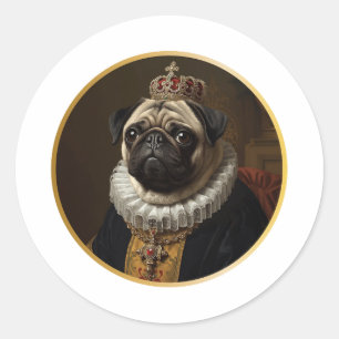 Renaissance Koningin Portret-Geïnspireerde Beige P Ronde Sticker