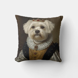 Renaissance Koningin Portret-Geïnspireerde Zwarte Kussen