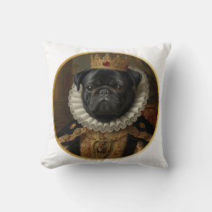 Renaissance Koningin Portret-Geïnspireerde Zwarte Kussen