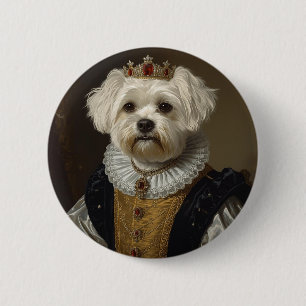 Renaissance Koningin Portret-Geïnspireerde Zwarte Ronde Button 5,7 Cm