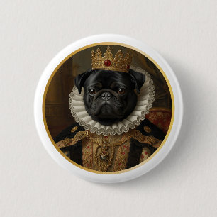 Renaissance Koningin Portret-Geïnspireerde Zwarte Ronde Button 5,7 Cm