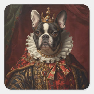 Renaissance Koningin Portret-Geïnspireerde Zwarte Vierkante Sticker