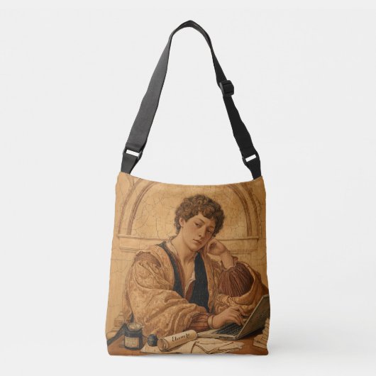 Renaissance koopman met laptop crossbody tas (Voorkant)