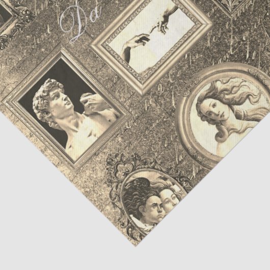 Renaissance kunst ingelijst Antiek Sepia Decoupage Tissuepapier (Detail)