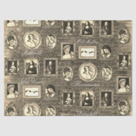 Renaissance kunst ingelijst Antiek Sepia Decoupage Tissuepapier