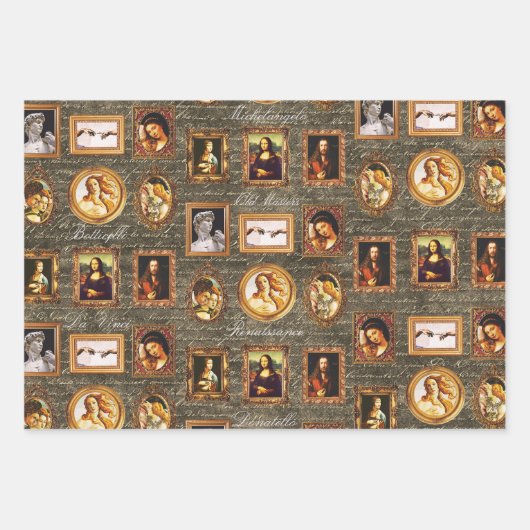 Renaissance kunst ingelijst op Antiek script Grung Inpakpapier Vel (Voorkant 2)