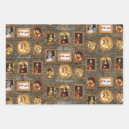 Renaissance kunst ingelijst op Antiek script Grung Inpakpapier Vel