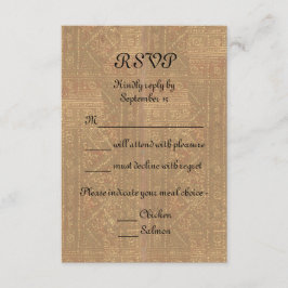Renaissance Lady en Knight Medieval Wedding RSVP Kaartje