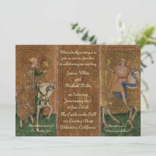 Renaissance Lady en Knight Weddenschap met Initial Kaart (Staand voorkant)