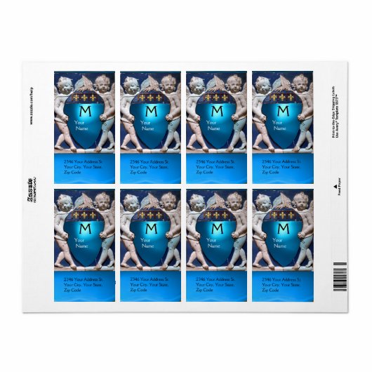 RENAISSANCE LITTLE ANGELS MONOGRAM Blue Sapphire Etiket (Full Sheet)