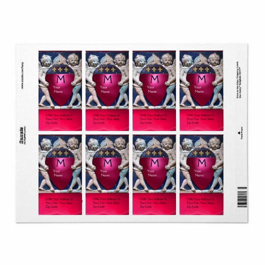 RENAISSANCE LITTLE ANGELS MONOGRAM Red Pink Ruby Etiket (Full Sheet)