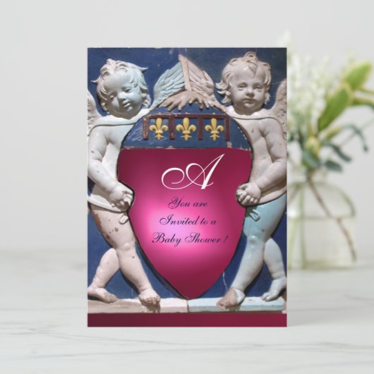 RENAISSANCE LITTLE ANGELS RED RUBY MONOGRAM KAART (Staand voorkant)