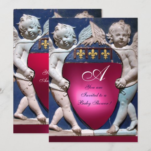 RENAISSANCE LITTLE ANGELS RED RUBY MONOGRAM KAART (Voorkant / Achterkant)