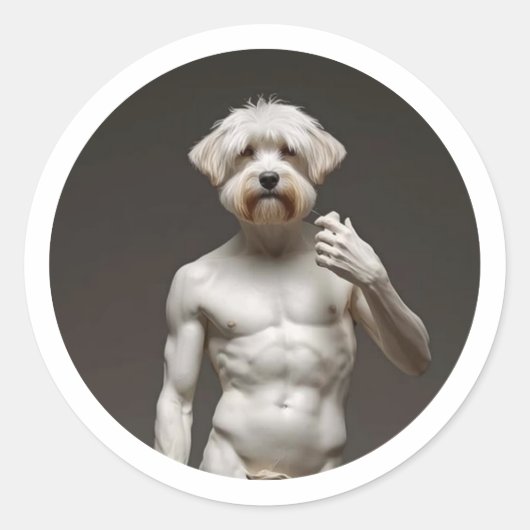 Renaissance marmeren beeldhouwwerk Maltees Ronde Sticker (Voorkant)