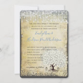 Renaissance Medieval Blue Heart Leaf Tree Wedding Kaart (Voorkant)