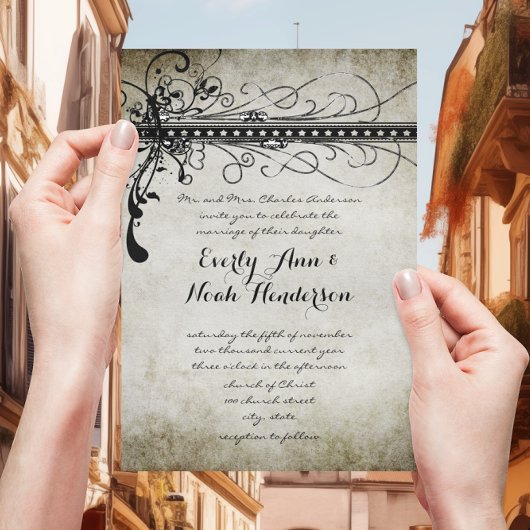 Renaissance Medieval Gold Wedding Invitations Kaart