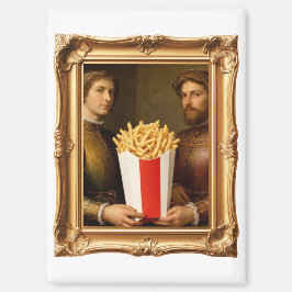 Renaissance Men Holding Modern French Fries Magneet