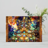 Renaissance Merry Christmas Tree Gold Foil Folie Feestdagenkaart (Staand Voorkant)