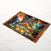 Renaissance Merry Christmas Tree Gold Foil Folie Feestdagenkaart (Gedraaid)