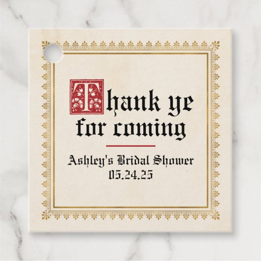 Renaissance Middeleeuwse Feest Favor Tag Bedankjes Labels (Voorkant)