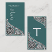 RENAISSANCE Monogram 1 blauw groen Visitekaartje (Voorkant / Achterkant)