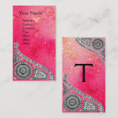 RENAISSANCE Monogram 1 heldere roze vonk Visitekaartje (Voorkant / Achterkant)