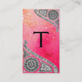 RENAISSANCE Monogram 1 heldere roze vonk Visitekaartje (Achterkant)