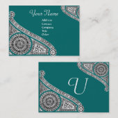 RENAISSANCE Monogram 2 blauw groen Visitekaartje (Voorkant / Achterkant)