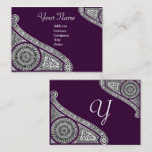 RENAISSANCE Monogram 2 donker paars Visitekaartje (Voorkant / Achterkant)