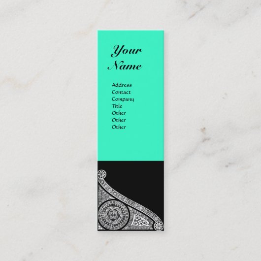 RENAISSANCE MONOGRAM 3 blauw groen Mini Visitekaartje (Voorkant)