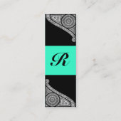 RENAISSANCE MONOGRAM 3 blauw groen Mini Visitekaartje (Achterkant)