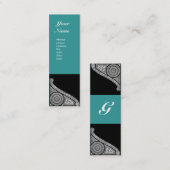 RENAISSANCE MONOGRAM 3 blauw groen Mini Visitekaartje (Voorkant / Achterkant)