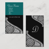 RENAISSANCE MONOGRAM 3 blauw groen Visitekaartje (Voorkant / Achterkant)