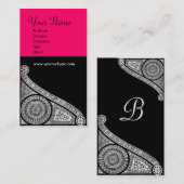 RENAISSANCE MONOGRAM 3 roze Visitekaartje (Voorkant / Achterkant)