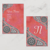 RENAISSANCE MONOGRAM 4 antiek rood roze Visitekaartje (Voorkant / Achterkant)