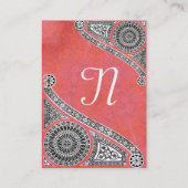RENAISSANCE MONOGRAM 4 antiek rood roze Visitekaartje (Achterkant)
