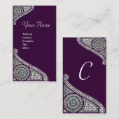 RENAISSANCE MONOGRAM 4 donker paars Visitekaartje (Voorkant / Achterkant)