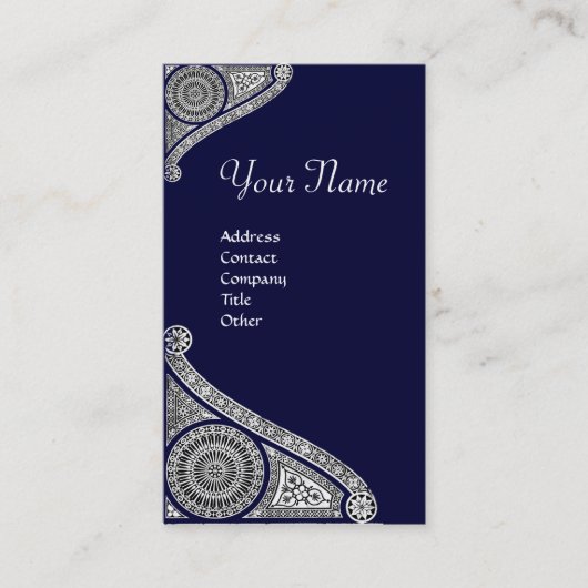 RENAISSANCE MONOGRAM 4 donkerblauw Visitekaartje (Voorkant)
