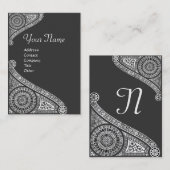 RENAISSANCE MONOGRAM 4 donkergrijs Visitekaartje (Voorkant / Achterkant)