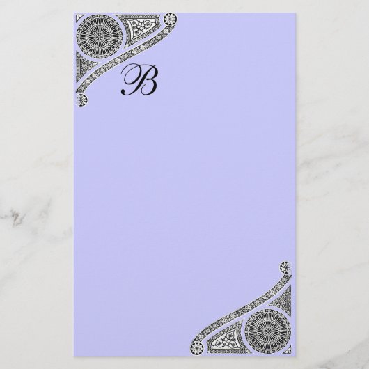 RENAISSANCE MONOGRAM Blacl Blauwgroen Blue Station Briefpapier (Voorkant)