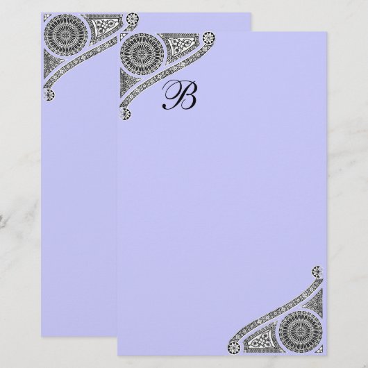 RENAISSANCE MONOGRAM Blacl Blauwgroen Blue Station Briefpapier (Voorkant / Achterkant)