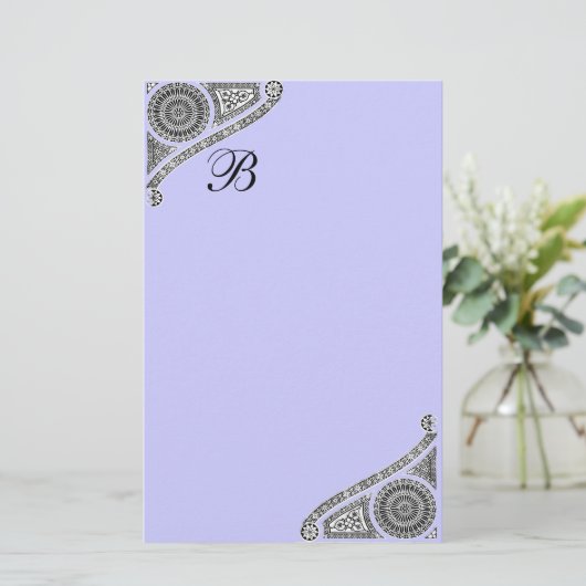 RENAISSANCE MONOGRAM Blacl Blauwgroen Blue Station Briefpapier (Staand voorkant)