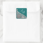 RENAISSANCE MONOGRAM blauw groen Vierkante Sticker (Tas)
